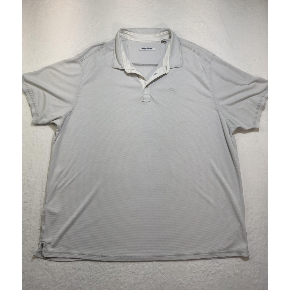 Tommy Bahama Polo Shirt Mens Big 2X Gray Solid‎ Golf Performance Lightweight